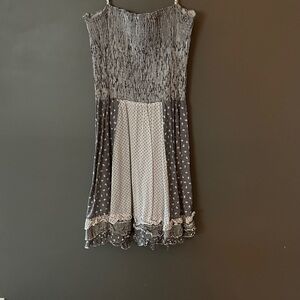 Cherish Strapless Dress in Blue and White